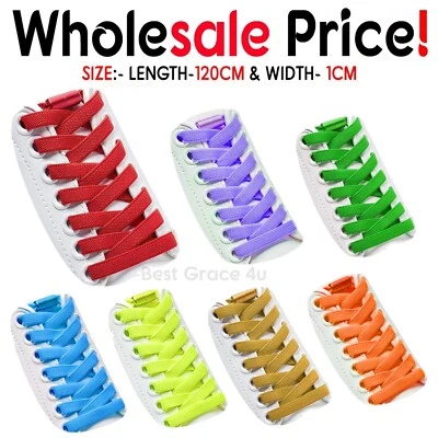 Flat Shoe Laces Boots Trainers Skate Football Coloured Shoelaces Adult Kids - Image 1 of 2