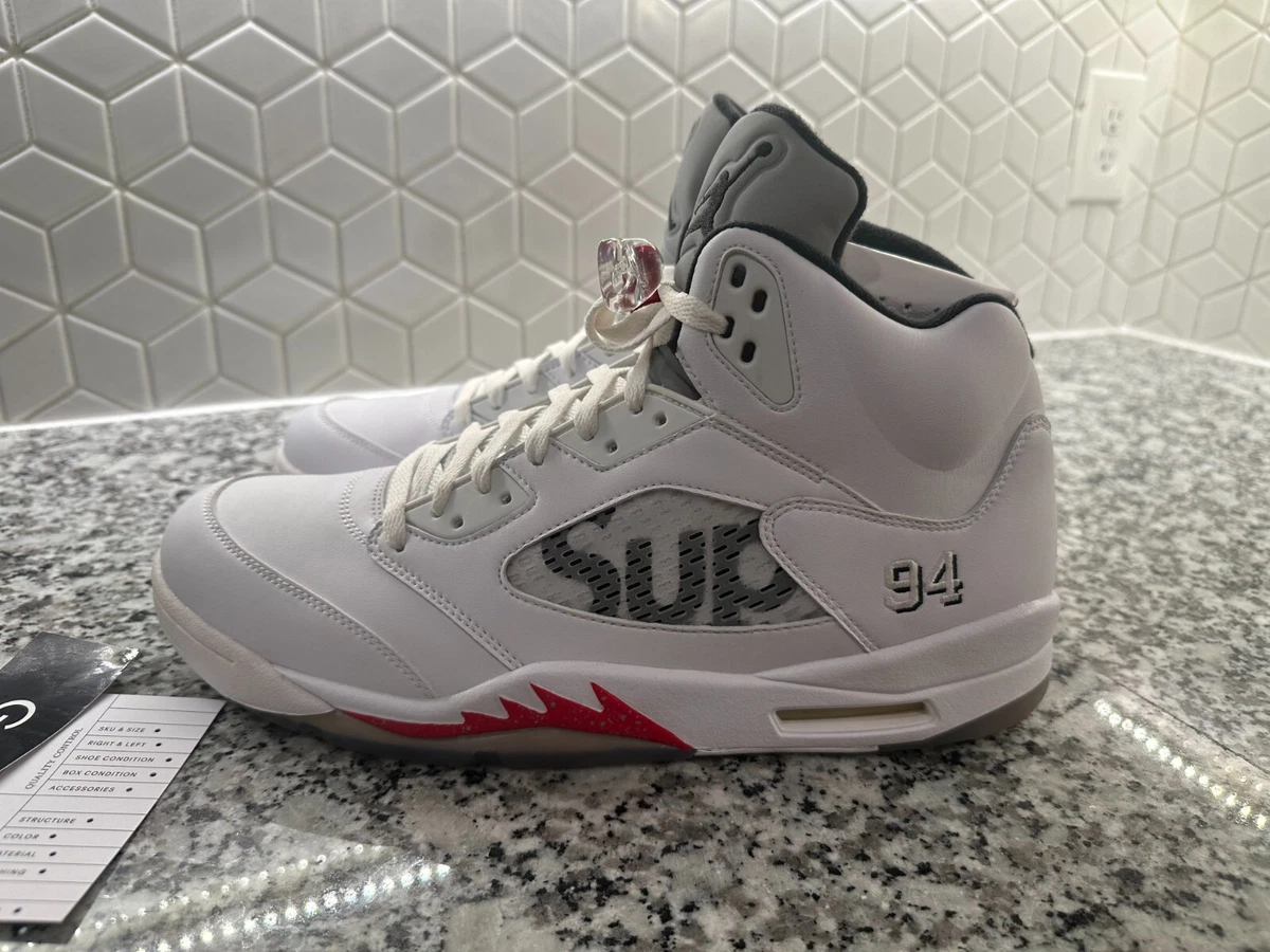 Supreme x Air Jordan 5 Retro White for Sale | Authenticity