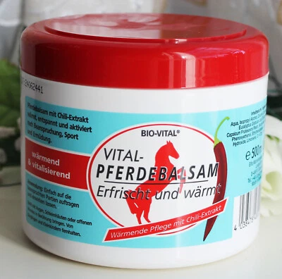 500ml Bio-Vital HOT Pferdebalsam Pferdesalbe Sport Gel erfrischt wärmt Chili - Bild 1 von 4