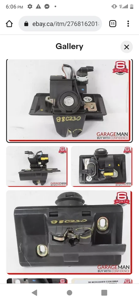 96-03 Mercedes W202 C230 E320 CLK430 tapa maletero trasero bloqueo cilindro OEM Foto 1 de 1