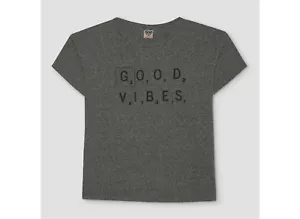 Junk Food Scrabble Game “Good Vibes” Charcoal Gray Graphic T-Shirt NWT Size S - Picture 1 of 2