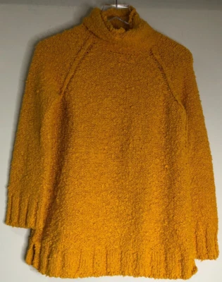 Suéter Moth Anthropologie Talla S Juliette Amarillo Brillante Grueso Tejido Cuello Alto Foto 1 de 4