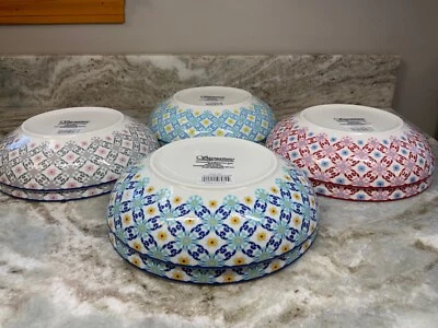 Large Pasta Bowls. Colorful Abstract Designs. Set Of 2 You Choose. 8.5 Inch. New - Image 1 of 4