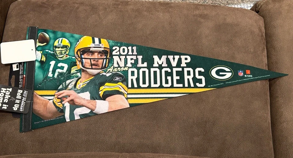 AARON ROGERS  ~ 2011 MVP  NFL Football Pennant 30" ~ 1 of  2011 ~ New - Image 1 of 1