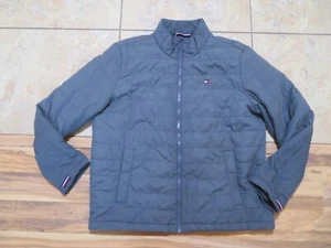 Tommy Hilfiger Jacket Lightweight Quilted Dark Gray Zip Front XL Nano Micro puff - Picture 1 of 8
