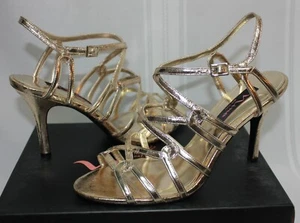 Nina Velaina dress heeled sandals platino gold metallic 9.5 New With Box! - Picture 1 of 5