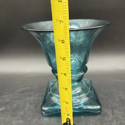 Vintage Vidrios San Miguel Blue Green Mid Century Recycled Glass Candle Holder 7 - Image 1 of 4