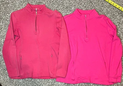 Fairway and Greene Pullover Ladies 1/4 Zip Golf Pink Lot Of 2 - Imagem 1 de 4