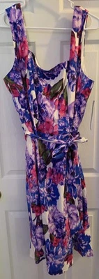NWT London Times Womens Dress Linen Blend Sz 20 Floral Multi - Image 1 of 4