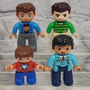 Lego Duplo People Figures Lot Of 4 Woman Pilot Boy Kid Guys Men - Picture 1 of 9