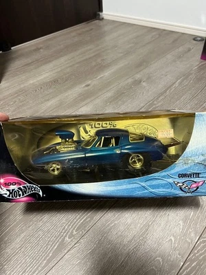Mini auto giocattolo Hot Wheels Corvette 1/18 blu pressofuso da collezione nuova - Immagine 1 di 2