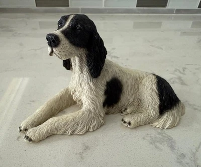 1988 年签名 CASTAGNA 意大利黑色白色英国 SETTER 狗雕像原件贴纸 — 第 1/4 张图片