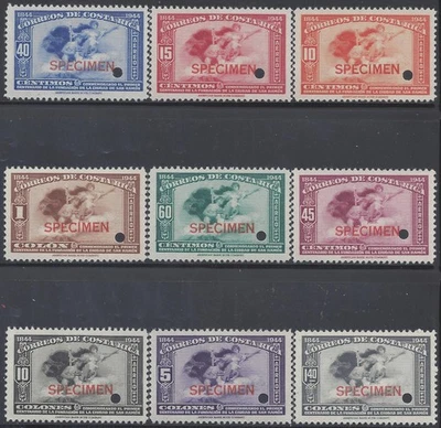 COSTA RICA MERCÚRIO e AVIÃO, CIDADE de SAN RAMÓN, Mena SA94-SA102 ESPÉCIME MNH 1944 - Imagem 1 de 2