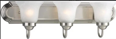 3 Light Progress Lighting P3053 09 Alabaster Glass 24in Height Brushed Nickel - Image 1 of 4