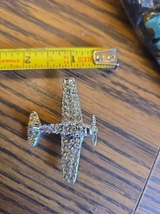 Vintage funkelnde Strass Flugzeug Flugzeug Brosche Anstecknadel Propeller - Bild 1 von 5