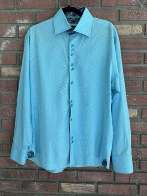 Мужская Bertigo платье маленькая рубашка льда синий геометрический дизайн пейсли отделки кнопка - Изображение 1 из 4