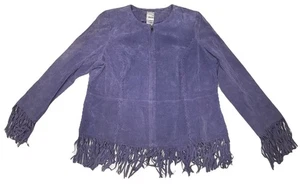 Chaqueta Roaman’s 18W Gamuza Cuero Flecos Púrpura Western Boho Rodeo Vaquera De Colección - Imagen 1 de 7