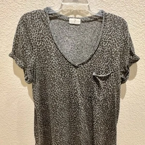 Camiseta T. La Anthropologie Estampado Leopardo Top Talla M Camiseta Manga Corta Timbre - Imagen 1 de 5