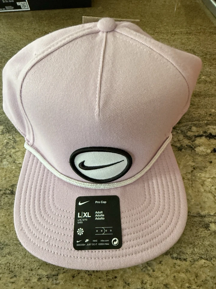 Nike Dri-FIT True Retro 72 Golf Men's Rope Light Pink Snapback Hat Sz L /XL