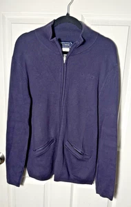 Lands End American Airlines Mens Cardigan Size M 38-40 Blue Sweater Oeko Tex Zip - Picture 1 of 7
