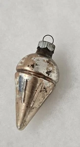 Vintage Shiny Brite Quecksilber Glas Schnee Kegel Weihnachtsschmuck selten 5 Cent Kappe - Bild 1 von 8