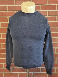 Sudadera Vintage Cuello Redondo Mediana Healthknit Años 70 80 50/50 Hecha en EE. UU. Azul en Blanco - Imagen 1 de 9