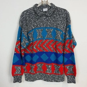 Vintage D.D. Sloane Strickpullover bunt 80er Jahre Kragen M - Bild 1 von 9