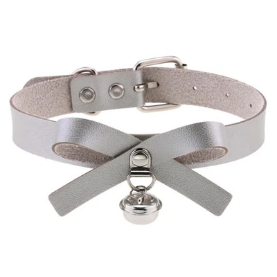 Gargantilla de cuero gótico punk con moño campana hebilla collar club fiesta Foto 1 de 4