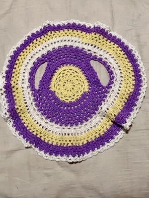 Handmade Purple, Yellow, & White Crochet Child’s Vest One Size - Image 1 of 4