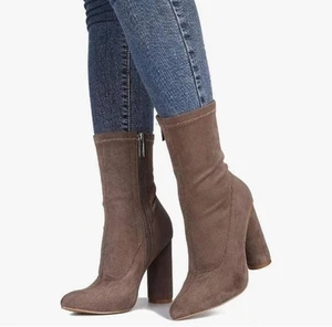 Cape Robbin Taupe Color Ankle Boots for Women Chunky Block Heels Booties Size 7 - Picture 1 of 24