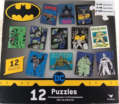 DC 12 Batman Puzzles in One Box 24 48 & 100 Piece Jigsaw Puzzles by Cardinal - Image 1 of 3