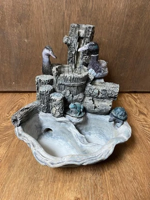 Duck Geese Family Bath Indoor Outdoor Yard Garden Fountain with Frog Turtle READ - Image 1 of 4
