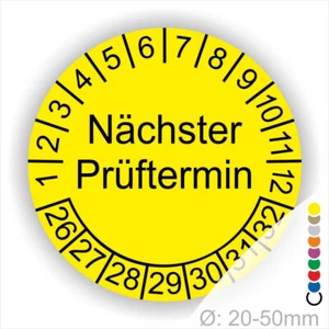 Prüfplaketten Nächster Prüftermin Durchmesser Ø 20-50mm UVV,TRBS,DGUV,BetrSichV - Bild 1 von 13