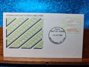 First Day Cover 📮1985 (PSE) Vending Machine Postage Labels📮DARWIN NT - Foto 1 di 2