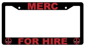 Black Merc For Hire License Plate Frame Auto Accessory Deadpool 1675 - Picture 1 of 1