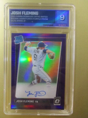 2021 Panini Donruss Optic Rated Rookie Auto /75 JOSH FLEMING #RRS-JF    MLB PGX - Image 1 of 2