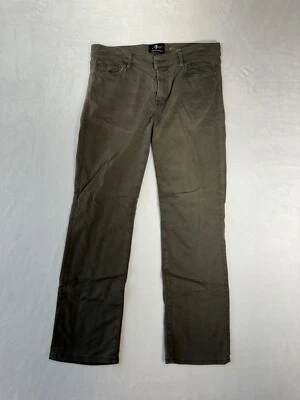 7 For All Mankind Luxe Slimmy Jean Mens 34x28 Dark Green Stretch Straight Leg - Image 1 of 4