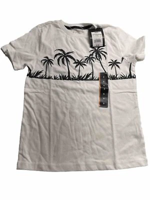 NEW Art Class Boy's White Summer Beach Palm Tree Print Graphic T-Shirt Sz Small - Image 1 of 4