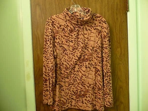 ANIMAL PRINT COWL NECK WOMENS SHIRT SIZE XL LONG SLEEVES - Picture 1 of 3