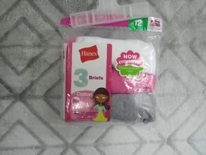 New Hanes Girls Briefs Size 12 Multi Colors Cotton 3 Pair Comfort Soft Tagless - Picture 1 of 3