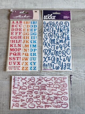 Scrapbook Stickers LOT Pink Blue Letters Alphabet RARE Sticko Glitter NEW #40 - Image 1 of 4