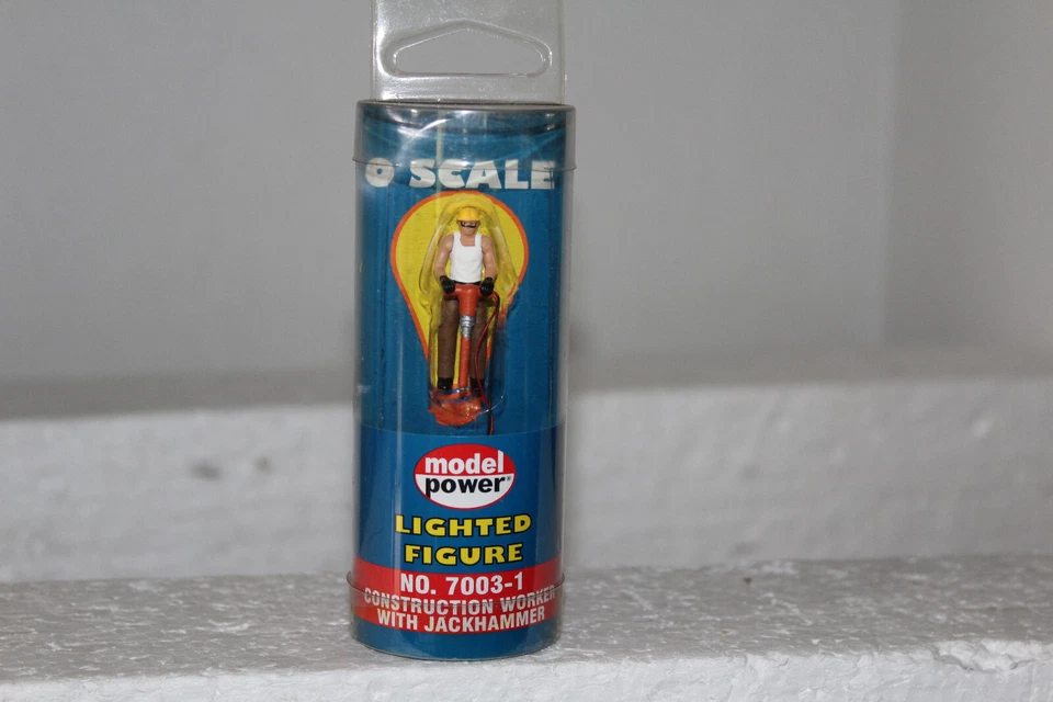 MODEL POWER  "0"   #7003-1 LIGHTED FIGURE PAINTED WORKER WITH JACKHAMMER - Image 1 of 1