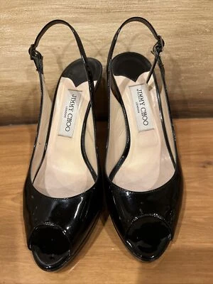 Zapatos de salón Jimmy Choo Nova con plataforma de charol peep-toe talla 8 Foto 1 de 4