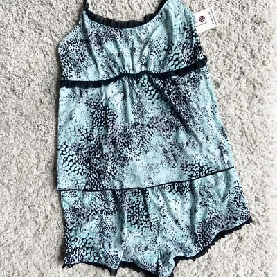 NUEVO Secret Treasures 2 piezas Pijama Conjunto Pantalones Cortos Top Ajustable, VERDE NEGRO, M, NUEVO CON ETIQUETAS Foto 1 de 4