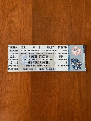 Boleto Serie Mundial 2000 Juego 7 Yankee Stadium Yankees vs METS 29/10/00 SIN JUGAR Foto 1 de 3