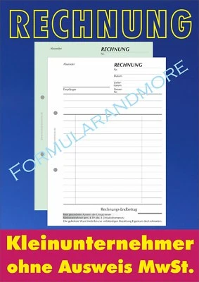 RECHNUNGSBLOCK f. Kleinunternehmer, DIN A5 selbstdurchschr, 2x50 BLATT, RECHNUNG - Bild 1 von 4