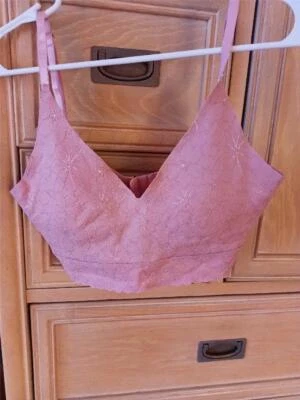 Sujetador Jessica Simpson Grande L Rosa 71222 Nuevo Sin Etiquetas Encaje Mariposa Sin Alambres Foto 1 de 4