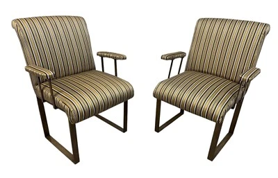 Sillones tapizados de latón Mastercraft vintage - Juego de 2 Foto 1 de 4