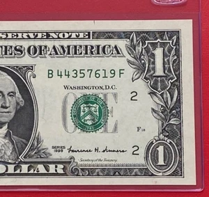 1999 $1 Dollar Bill FRN, ( NEW YORK B ) UNCIRCULATED BANKNOTE. - Picture 1 of 3