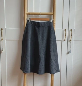 Uniqlo Skirt Size S Small Grey Smart Midi Knee Flared Skirt Elasticated - Picture 1 of 4